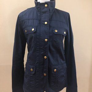 J. Crew Downtown Field Jacket Navy Size Small Gold Snap Buttons